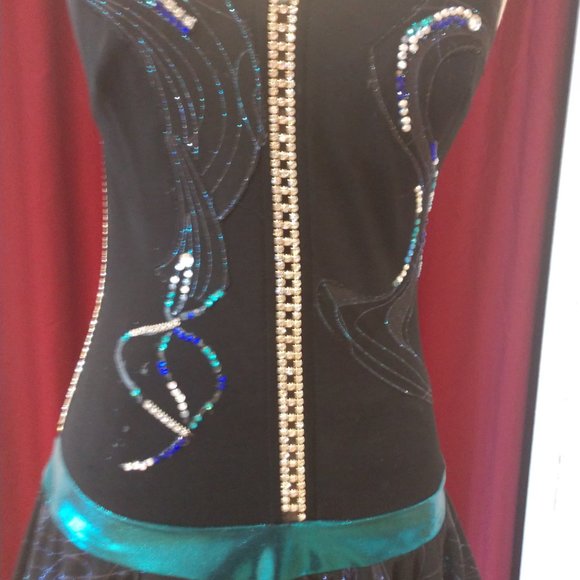 Black Teal Rhythm Dress - Picture 3 of 3